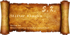 Stifter Klaudia névjegykártya
